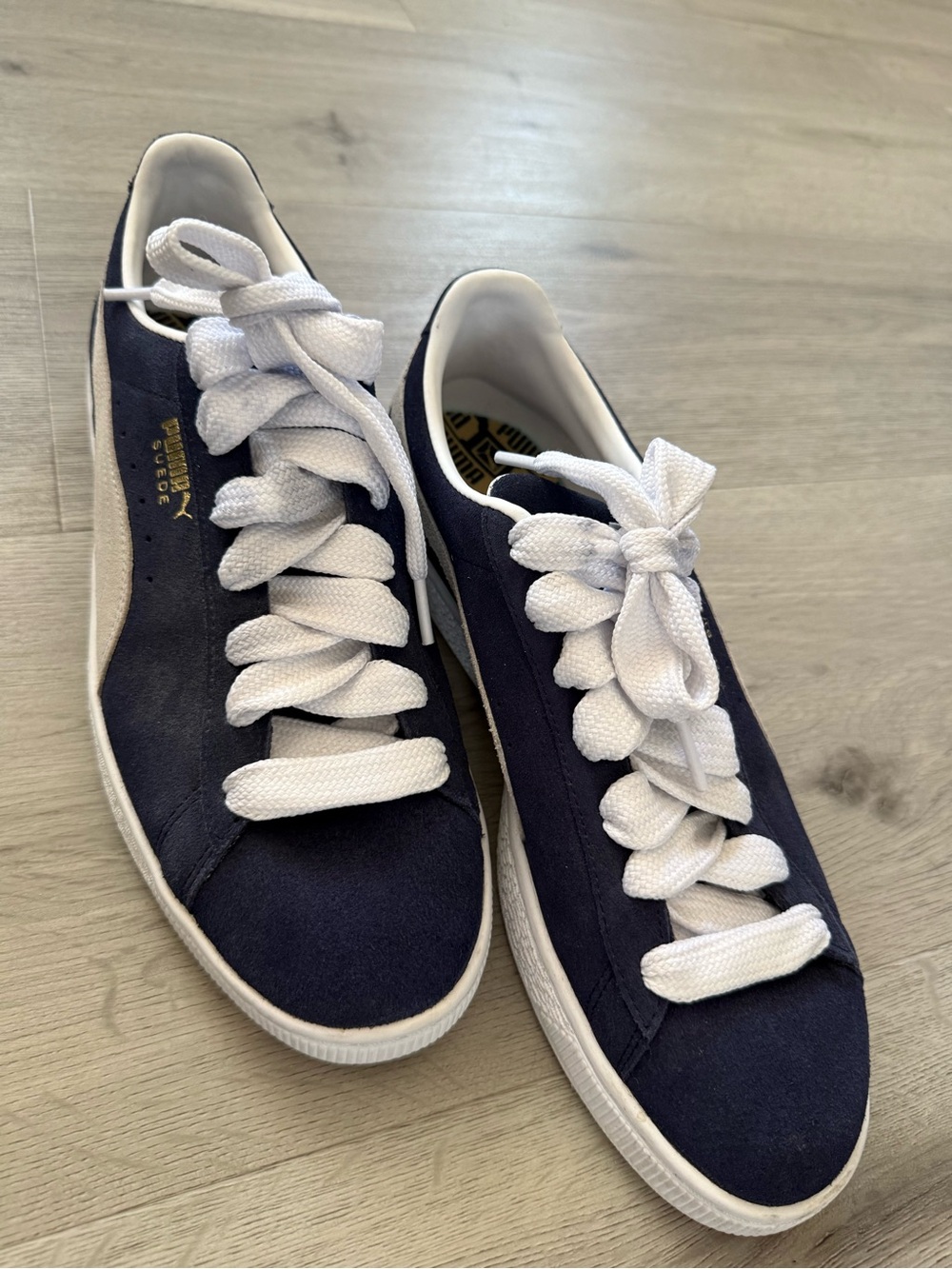 Puma Kids Navy and White Suede Casual Sneakers - Picture 3 of 6